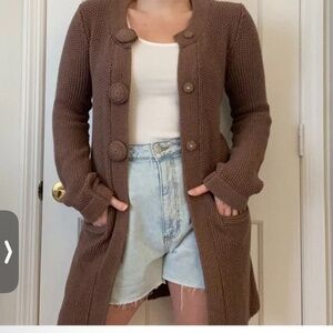 Boden heavy crochet knit cardigan brown chunky knit size 4 US